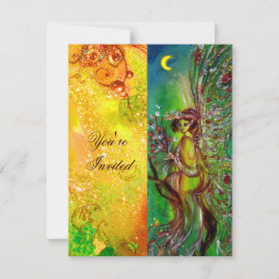 GREEN FAIRY yellow blue red silver Invitation