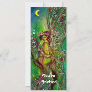 GREEN FAIRY yellow blue red silver Invitation