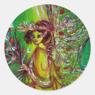 GREEN FAIRY , yellow gold silver red Classic Round Sticker