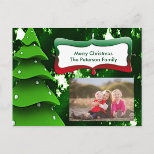 Green Fake Christmas Tree with Photo Postcard