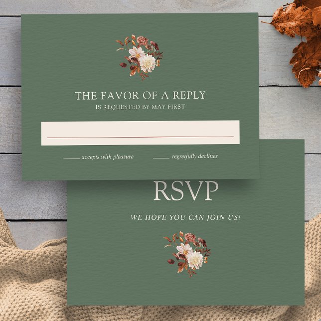 Green Fall Terracotta Watercolor Floral Wedding RSVP Card (Sage Green Fall Terracotta Watercolor Floral Wedding RSVP Card by Painted Paperie
)