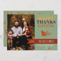 Green Fall Thanksgiving Photo Custom