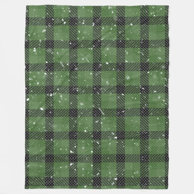 Green family christmas wallpaper fleece blanket (Front)
