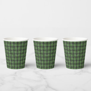 Green family christmas wallpaper paper cups