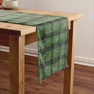Green family christmas wallpaper short table runner