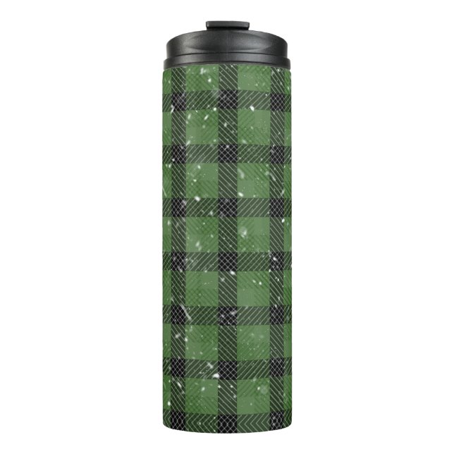 Green family christmas wallpaper thermal tumbler (Front)