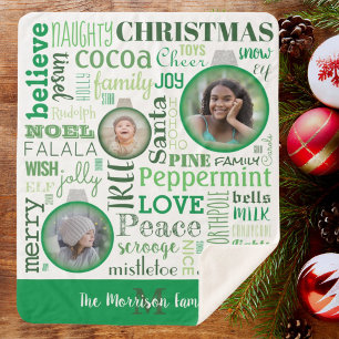 Green Family Photos Merry Christmas Sherpa Blanket
