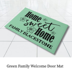 Green Family Welcome Outdoor Doormat