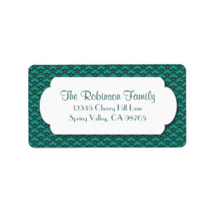 Green Fan Pattern with White Frame Label