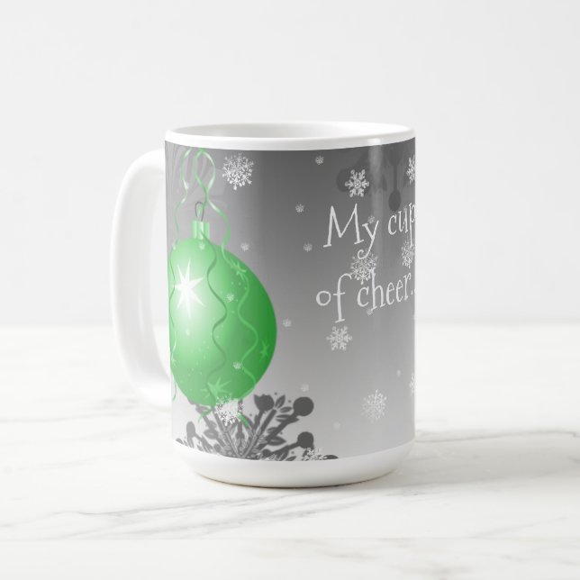 Green Fancy Christmas Ornament Coffee Mug (Front Left)