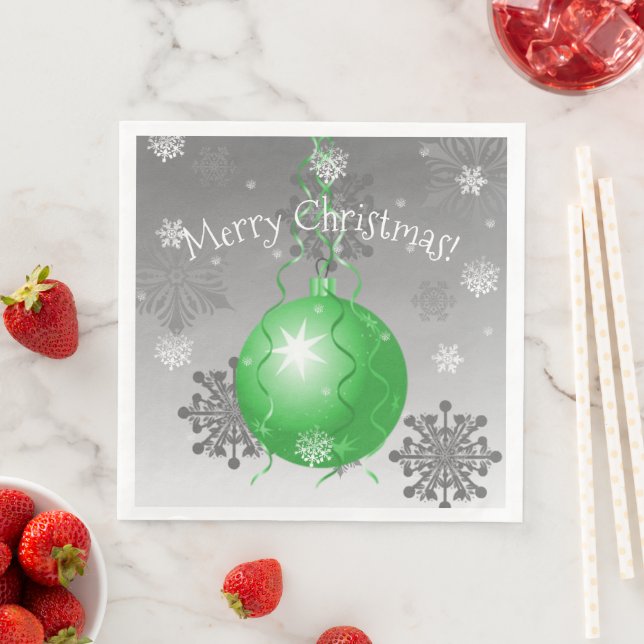 Green Fancy Christmas Ornament Paper Napkin (Insitu)