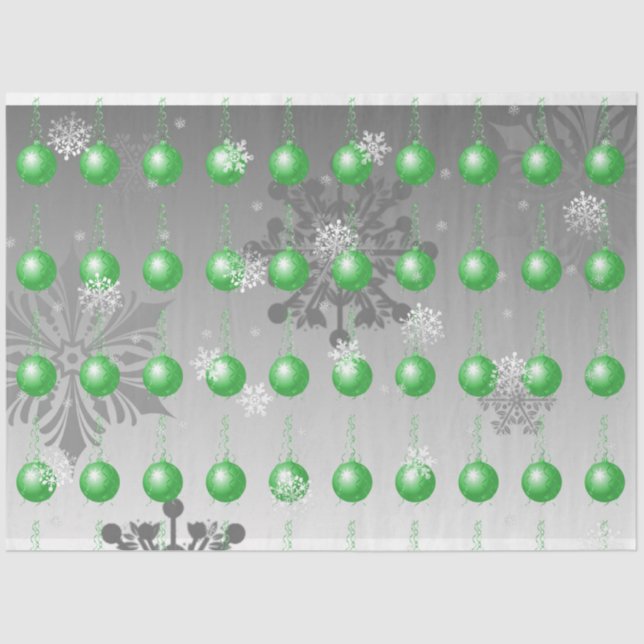 Green Fancy Christmas Ornament Tissue Paper (Front)