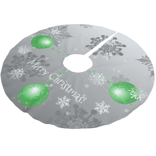 Green Fancy Christmas Ornament Tree Skirt (Angled)