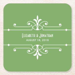 Green Fancy Ornamental Paper Coasters