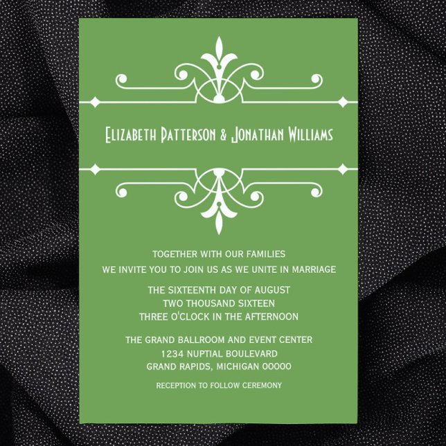 Green Fancy Ornamental Wedding Invite (Green Fancy Ornamental Wedding Invitation)