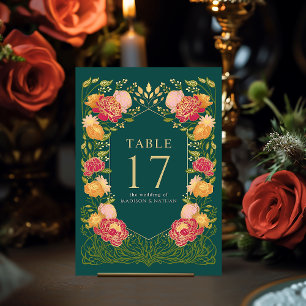 Green Fantasy Enchanted Garden Wedding Table Number