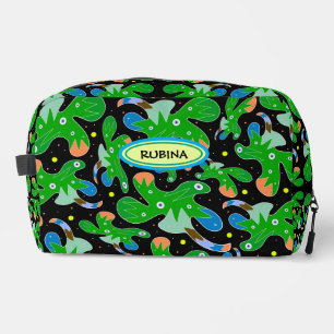 Green Fantasy Floral Pattern Dopp Kit