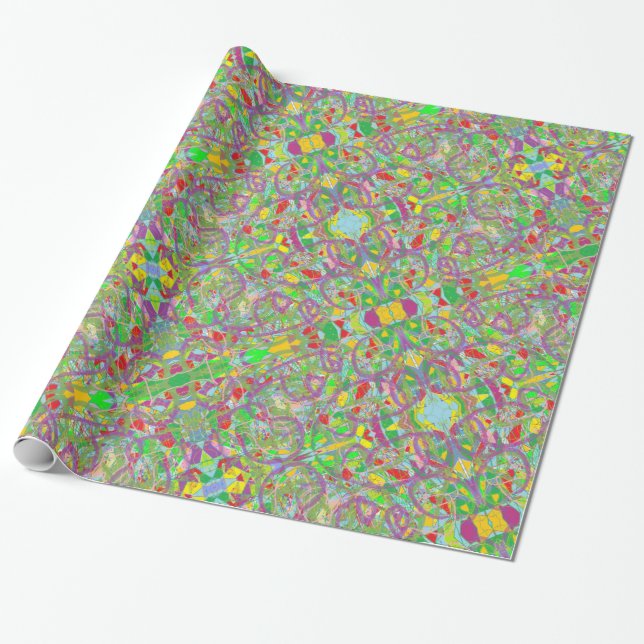 green fantasy jewel sari like gift wrap (Unrolled)