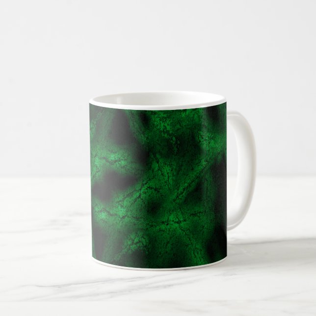 Green fantasy pattern coffee mug (Front Right)