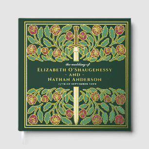 Green Fantasy Royal Mediaeval Sword Wedding Guest Book