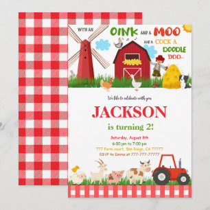 Green Farm Birthday Party Invitation