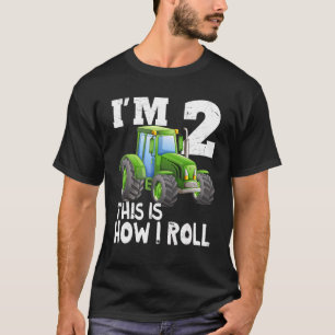 Green Farm Tractor 2nd Birthday Party 2 Year Old T-Shirt
