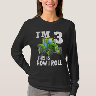 Green Farm Tractor 3rd Birthday Party  3 Year Old T-Shirt