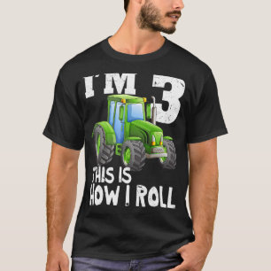 Green Farm Tractor 3rd Birthday Party 3 Year Old T-Shirt