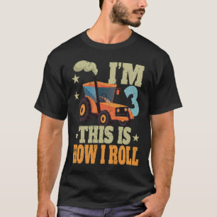 Green Farm Tractor 3rd Birthday Party Gift 3 Year T-Shirt