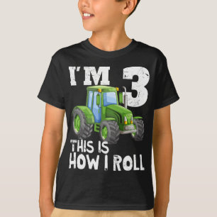 Green Farm Tractor 3rd Birthday Party Gift 3 Year  T-Shirt