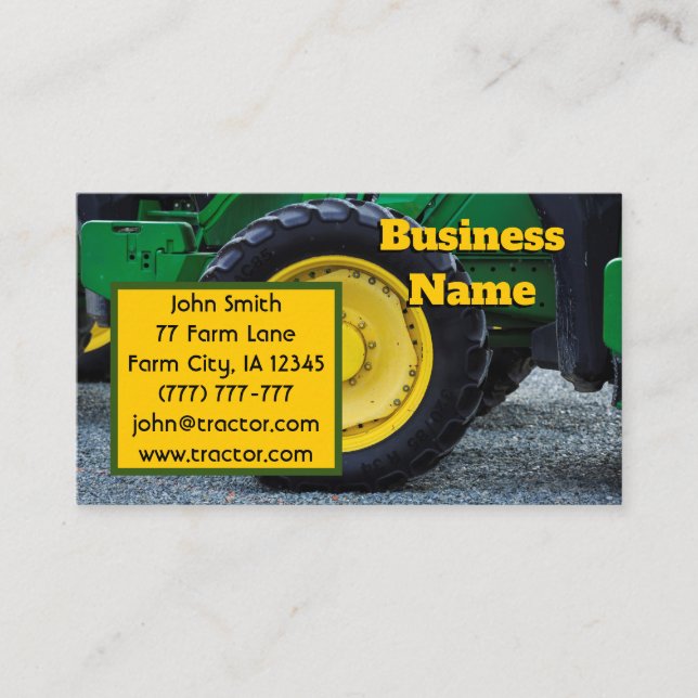 Green Farm Tractor Business Card (Front)