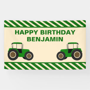 Green Farm Tractor Kids Birthday Party Banner