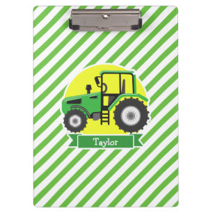 Green Farm Tractor with Yellow;  Green & White Clipboard