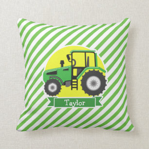 Green Farm Tractor with Yellow;  Green & White Cushion