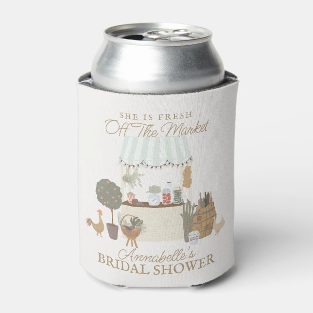 Green Farmer Market Farm Fresh Bridal Shower Favou Can Cooler (Can Front)