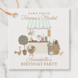 Green Farmers Market Farm Fresh Birthday Party Favour Tags