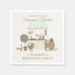 Green Farmers Market Farm Fresh Birthday Party Napkin