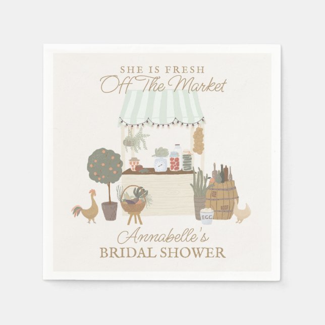 Green Farmers Market Farm Fresh Bridal Shower Napkin (Front)