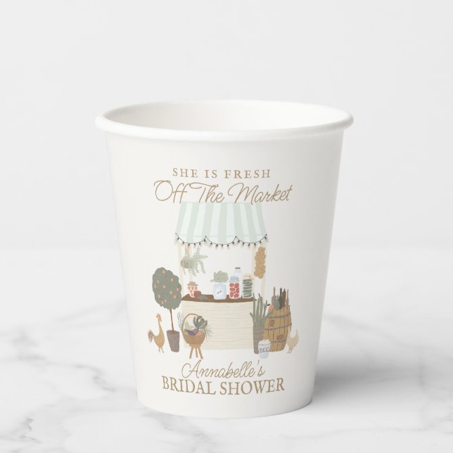 Green Farmers Market Farm Fresh Bridal Shower Paper Cups (Front)