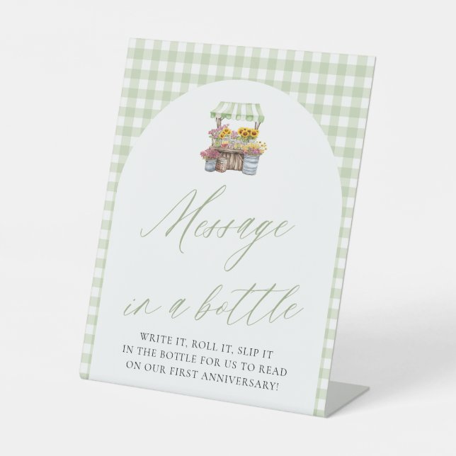 Green Farmers Market Message In A Bottle Sign (Front)