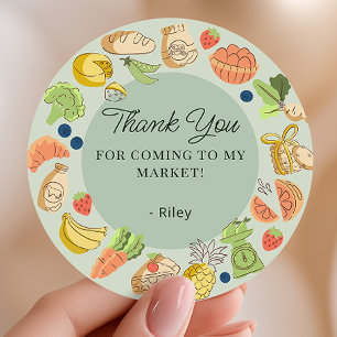 Green Farmers Market Party Favor Thank You Classic Round Sticker