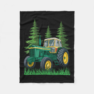 Green Farming Tractor  Fleece Blanket
