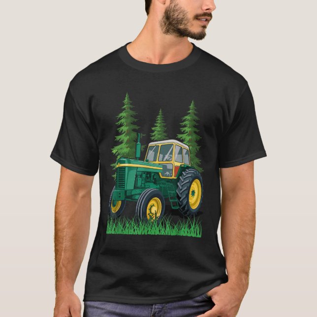 Green Farming Tractor  T-Shirt (Front)