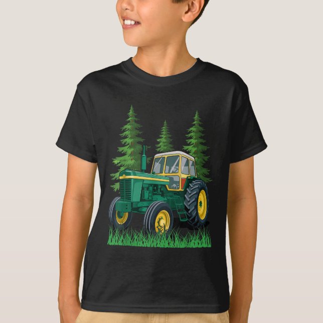 Green Farming Tractor  T-Shirt (Front)