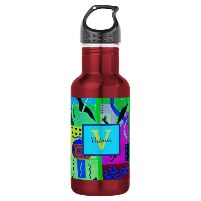 Green Fashion Abstract Inspiration From Matisse 532 Ml Water Bottle (Front)