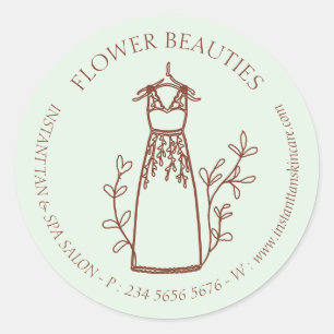 green Fashion Prom Dress Seamstress Tailor Classic Round Sticker