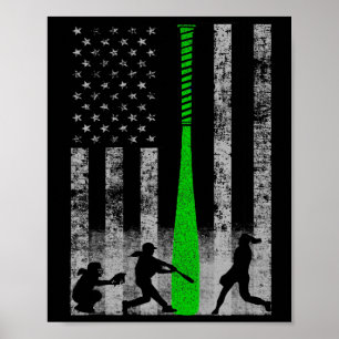 Green Fastpitch Softll Flag - Softll Player On Fla Poster