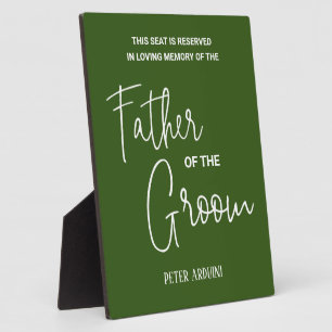 Green Father of the Groom Memorial Chair Wedding Plaque