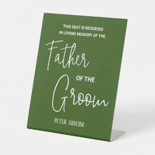Green Father of the Groom Memorial Seat Wedding Pedestal Sign