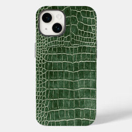 Green Faux Crocodile iPhone 14 Case